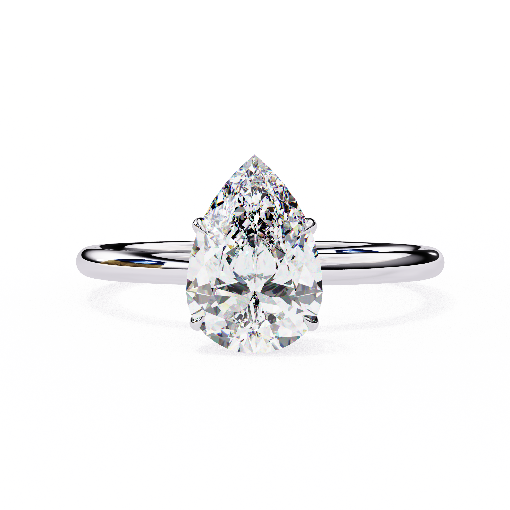 Solitairekart 0.89ct Pear Cut Natural Diamond Ring - H Color, VS1 Clarity